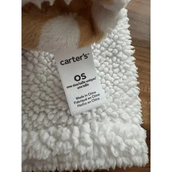 Carter’s Orange Fox & White Leaves Sherpa Tan Baby Blanket 30" x 40" - Picture 6 of 6